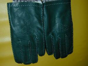 * Vivienne waste to wood . leather gloves green new goods *