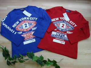  new goods! great popularity * Korea child clothes * long sleeve T shirt / red & blue set 130cm/123