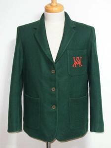 1980s Vintage Beau Brummel шерсть school блейзер S степень зеленый UK Англия б/у одежда 