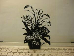 Art hand Auction Standing paper cutout, flower vase, color, also good for wall decoration, Handcraft, Handicrafts, Paper Craft, others