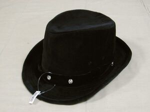 ■タグ付新品:黒い中折れ帽 ビロード風起毛素材　　　 Dn067