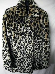 *Flewr* Leopard pattern fake fur coat *