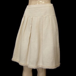 NM ultimate beautiful goods * Fragile *FRAGILE* off white *linen flax .* brilliant lame tweed * soft tuck skirt *38 number (9 number *M)* school event / formal also 