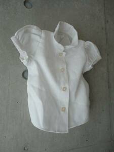 レア★70s ヴィンテージ フランス 丸襟 ブラウス 生後3ヶ月 ベビー デッドストック 半袖ブラウス 赤ちゃん用 ホワイト