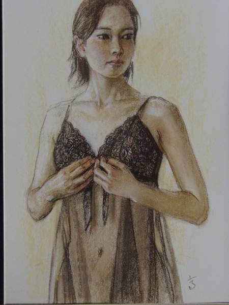 高塚翔吾, 一位美丽女人的画像, 摘自一本稀有的艺术书籍, 全新框架, 带垫子 b12, 绘画, 油画, 肖像