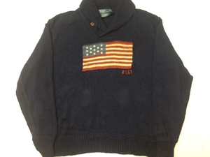 polo by ralph lauren ラルフローレン ショールカラーニット 星条旗(XL程)