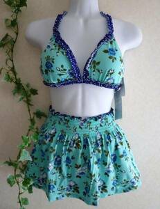 11[ new goods ]MISSKINI* swimsuit three point set! blue rose 7S size the cheapest postage 185 jpy ~