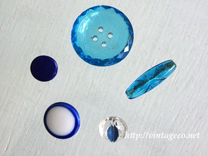 V.Co antique glass button ( blue group ) 5 piece Set ①