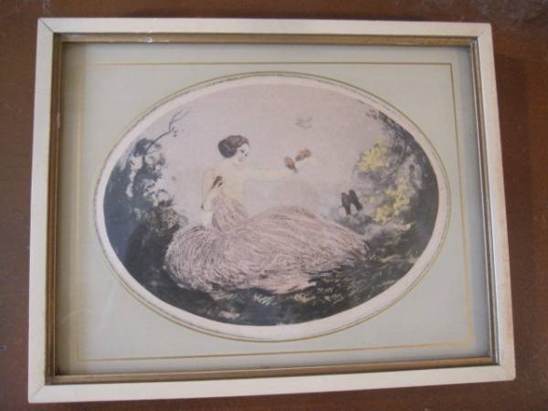 희귀 아이템! 프랑스 30년대~파리 앤티크 귀중품 아르데코 벽걸이/앤티크 파리 영국 유럽 벼룩시장 브로캉테 인테리어, 그림, 우키요에, 인쇄, 아름다운 여자 그림