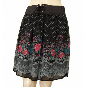 NMT as good as new * Morgan *MORGAN DE TOI* black * pretty dot & floral print * race up! soft chiffon skirt * free size 