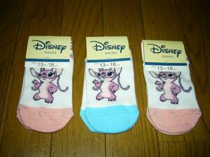 女の子や男の子にも　ディズニー　スティッチ　スニーカーソックス　靴下　ピンク＆水色　3足も有り　可愛い　未使用　バラ売り可能