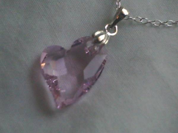 ★Handmade Crystal Glass & SV925 Pink Heart Pendant Brand New, Handmade, Accessories (for women), necklace, pendant, choker