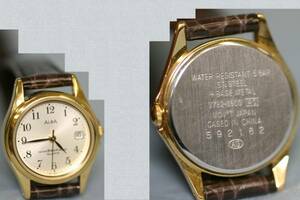 セイコーアルバ女性用金色丸クオーツの時計【完動美品】 ○A5-124