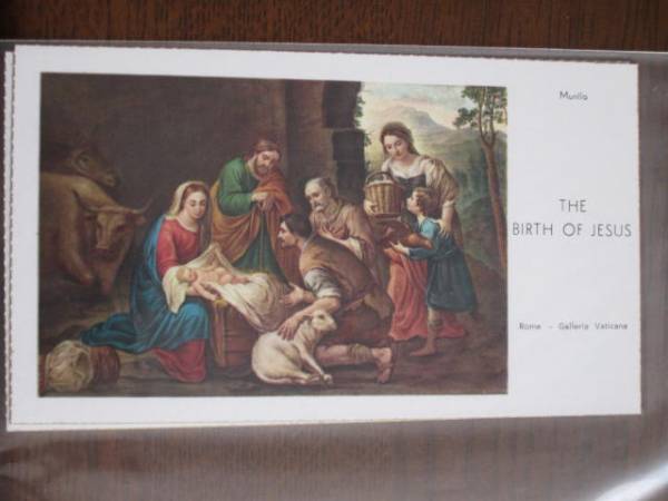 Painting by Murillo THE BIRTH OF JESUS Christian Painting Christmas Card, antique, collection, Printed materials, others