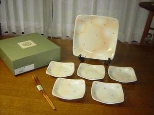 tea caddy ] Tachikichi is .. taking dividing .* large plate . small plate set unused 