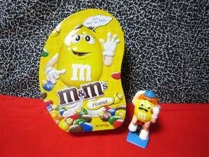 ★エムアンドエムズ　M&M'S 　フィットネス　フィギュア　黄　チョコレート　アメリカンレトロ　空き缶　美品