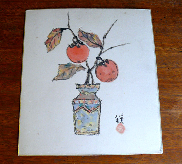 Старая акварельная картина Морикава Цума цветная бумага, рисование, акварель, натюрморт