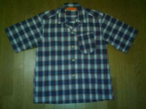 * handmade * check pattern aloha shirt L new goods free postage equipped 