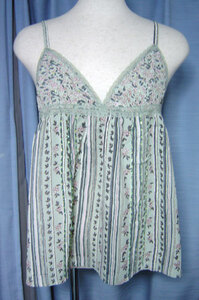  mint green small floral print camisole [ new goods ]M size 