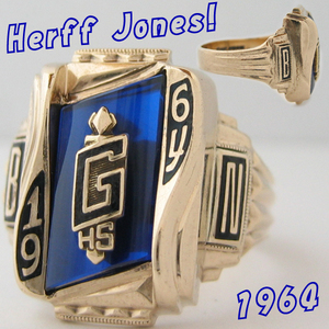 * including postage SALE* college ring 1964 blue A.Deco Vintage beautiful goods prompt decision!!!