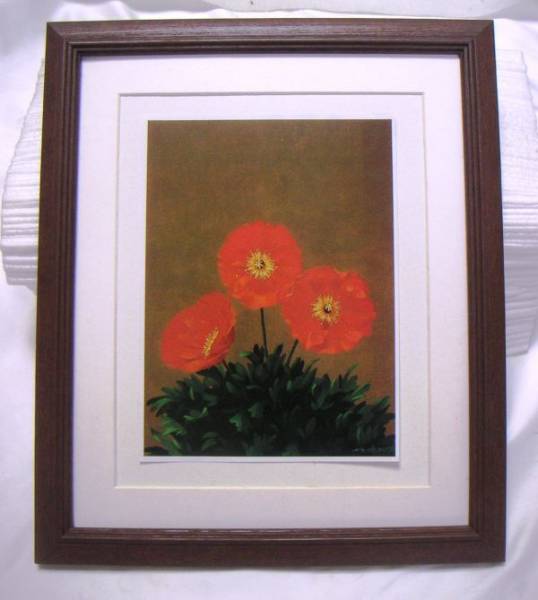 Hideo Mori Iceland Poppy offset reproduction with wooden frame - Buy it now, Painting, Oil painting, Nature, Landscape painting