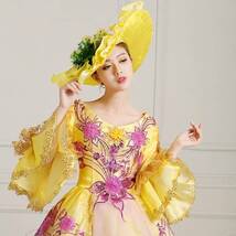 【KASYOSYOドレスショップ】無料オーダー カラードレスy061517　中世貴族風衣装ドレス 舞台衣装 ステージ衣装 黄色系色_画像2