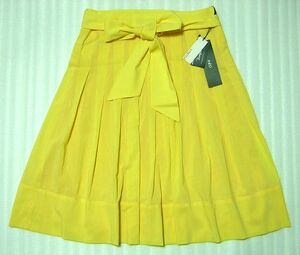 タグ付き・未使用◆イネドINED／リボン付きスカート9号15,750円黄色系