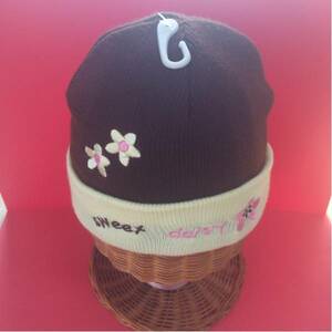 ★新品★ニット帽★ Sweet daisy★茶★フリーサイズ★秋冬に★最終出品★