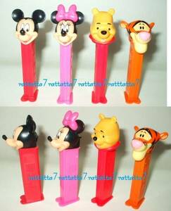 *PEZ*Disney*Micky Mouse*Dispenser*petsu* Mickey Mouse * minnie * Pooh * Tiga *4 body set * dispenser * Disney 