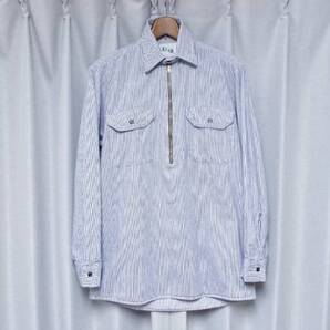 ◆KEY キー プルオーバー ヒッコリー ストライプ ワーク シャツ チンスト チンストラップ TALON タロンジップ USA アメリカ製 ヴィンテージ