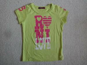 RONI S(110) lime yellow green * lame Logo short sleeves T-shirt 