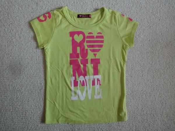 RONI　　S（110）　　ライム黄緑・ラメロゴ半袖Tシャツ
