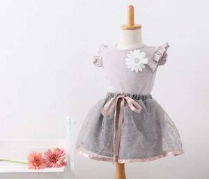  Kids baby clothes tops . skirt. 2 point set girl * gray / casual party dress birthday photographing 110cm