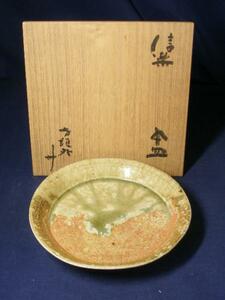  Sugimoto . light # Shigaraki circle plate # also box # tea utensils # Tachibana large turtle # large virtue temple # Urasenke 