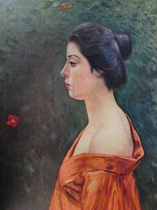 Art hand Auction Kuroda Seiki, mujer de rojo, Retrato de una mujer hermosa, Una selección de una colección rara., Nuevo con marco, Cuadro, Pintura al óleo, Retratos