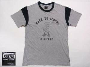 送料込・USED キックス KIKS TYO ロゴプリント フットボールTシャツ・プリント半袖Tシャツ 灰 XLサイズ