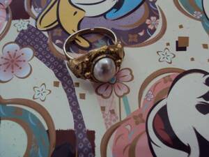 ＊名古屋購入ファッションアクセサリー小物雑貨パール調の可愛い携帯指輪リングフリーサイズ