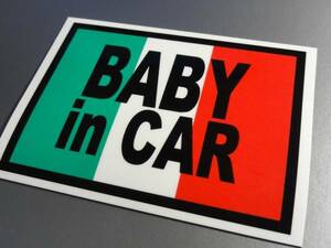 BS●イタリア国旗BABY in CARステッカー●赤ちゃん ベビーインカー カーステッカー グッズ 車 EU