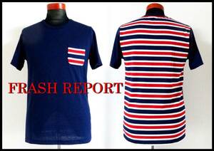  immediately complete sale goods FLASH REPORT border switch T-shirt M navy blue tricolor flash report 