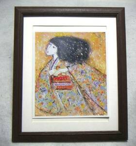 Art hand Auction ◆Yoshiaki Miyao Hanafubuki Offset-Reproduktion, Holzrahmen inklusive, Sofortkauf◆, Malerei, Ölgemälde, Porträt