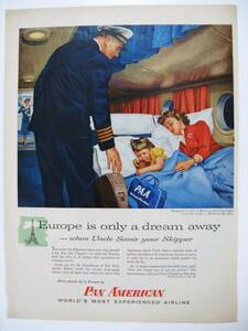 1955年 PAN AM パンアメリカン航空広告(パンナムバッグ PAAロゴ)