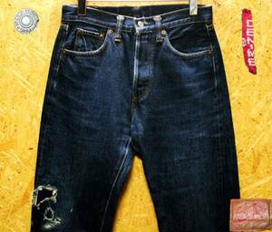 廃盤DENIMドゥニームXXタイプ赤耳ダメージ加工W75cm・股下74cm