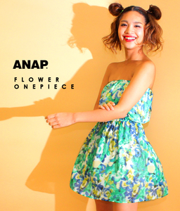 即決・cute!!!新品っ★ ANAP ぺイントフラワー シフォン ベアワンピ ★アナップ