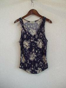 RNA Indigo color × beige feather print tank top (USED)41814