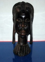 木彫り　黒檀 部族女性 オブジェ　　 24.8cm_画像1