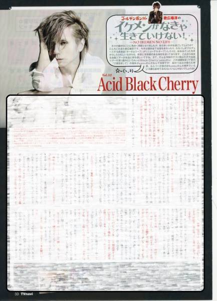 ◇TVnavi 2014.5号 Acid Black Cherry ゴールデンボンバー 歌広場淳 連載.32 切り抜き