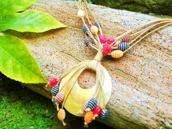 [Free shipping under certain conditions] ☆New☆ [Shell & Beads] Resort Necklace ⑫ Kinari Asian, Handmade, Accessories (for women), necklace, pendant, choker
