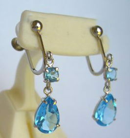  platinum * Switzerland blue topaz. earrings * natural stone *