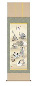 Art hand Auction 新品 榎本登山画 七福神 150cm 挂轴 开运画, 艺术品, 书, 幛