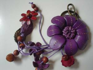  new goods & prompt decision! flower leather back charm I